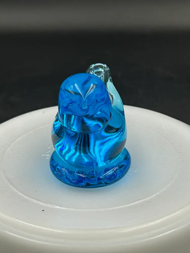 Vintage Blue Glass Small Blue Bird Of Happiness Figurine Artist Signed 1997