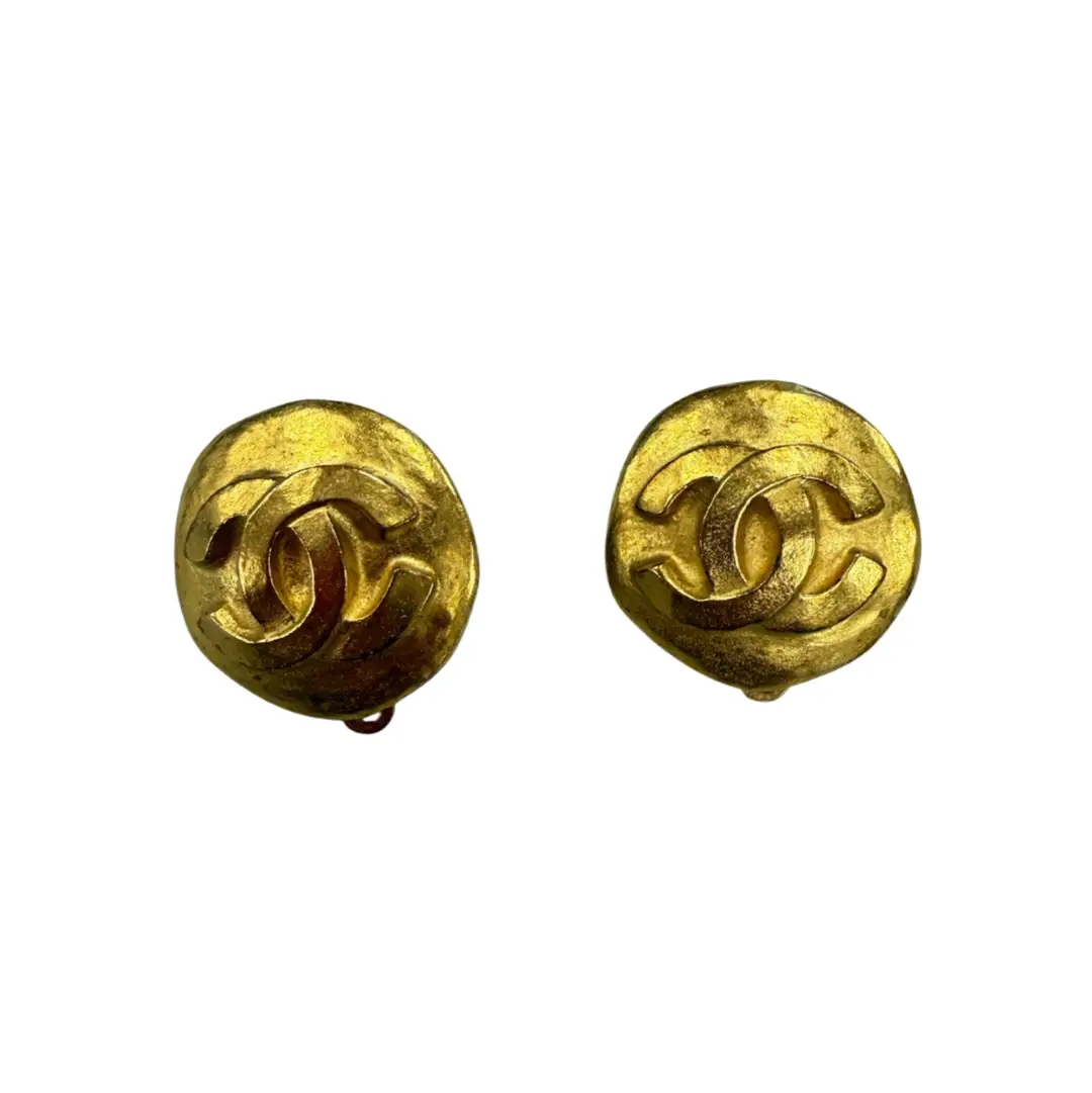 Chanel Vintage Logo Clip On Earrings