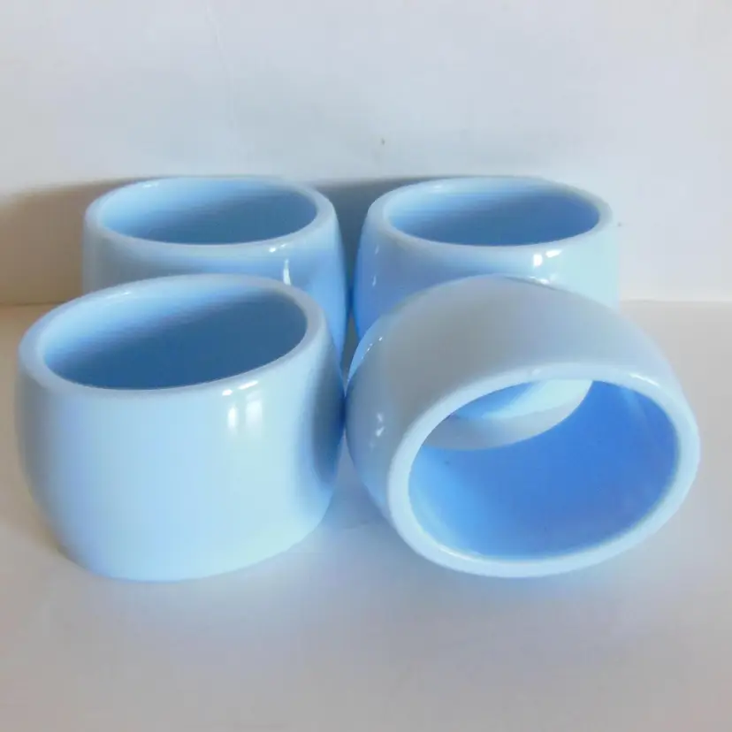 Vintage 4 Oval Baby Blue Melamine Napkin Rings!