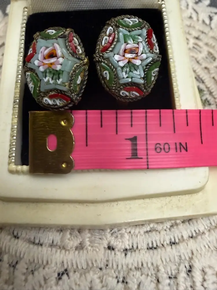 Vintage Micro Mosaic Screw back Earrings-