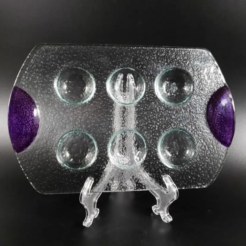 DANSK SPECTRA Cordial Textured Purple Art Glass Serving Tray Dish