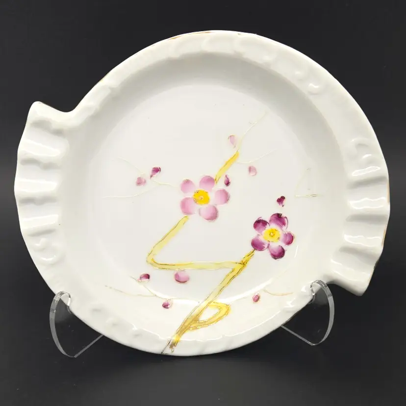 Mid-century UCAGCO Hand Painted in Japan Ashtray, Purple Flowers