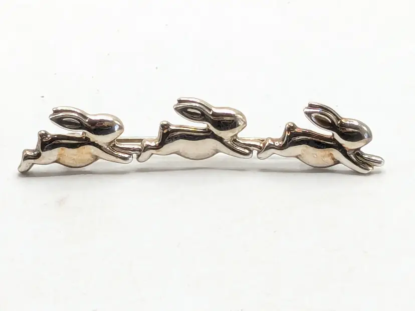 Sterling Silver Bunny Brooch Bar Pin Rabbit Rabbit