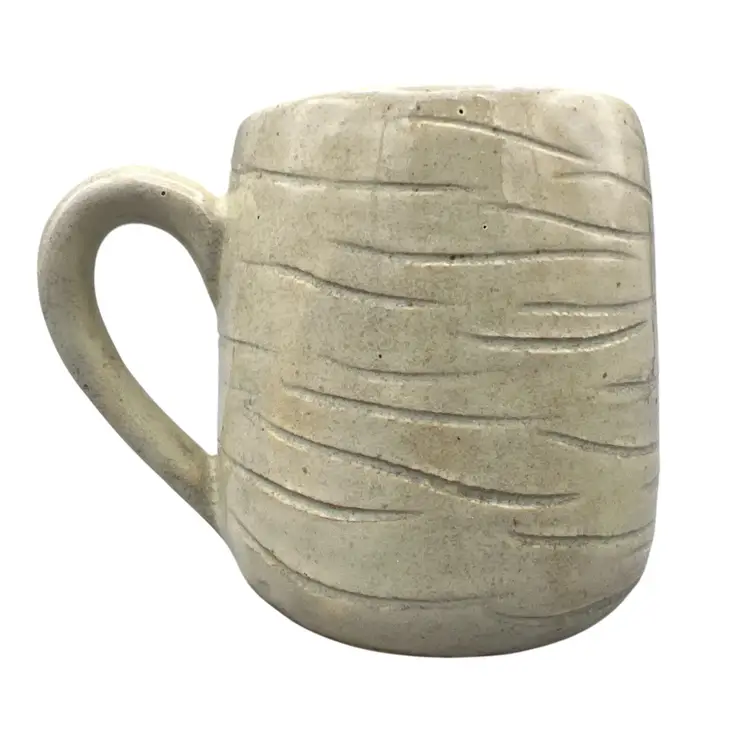 Studio Art Pottery Mug Signed P-LB 3.25 in Cream Color