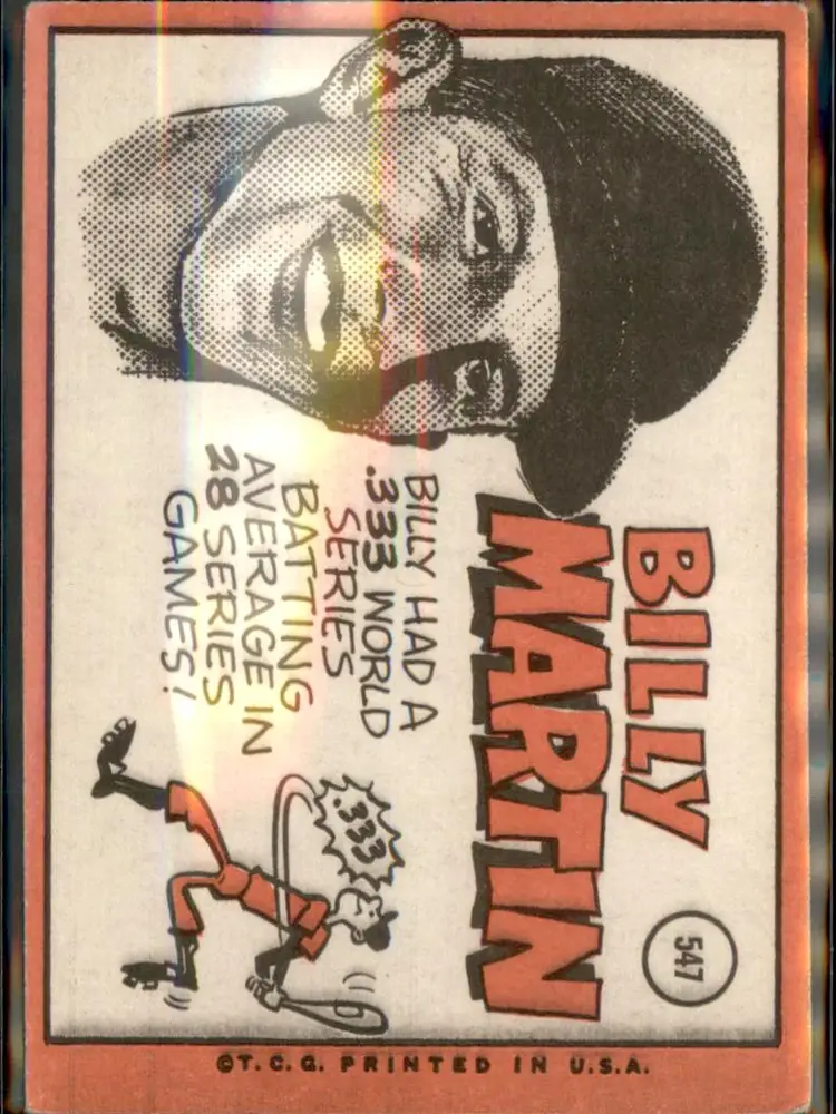 1969 Topps #547 Billy Martin - (pk3) - Minnesota Twins