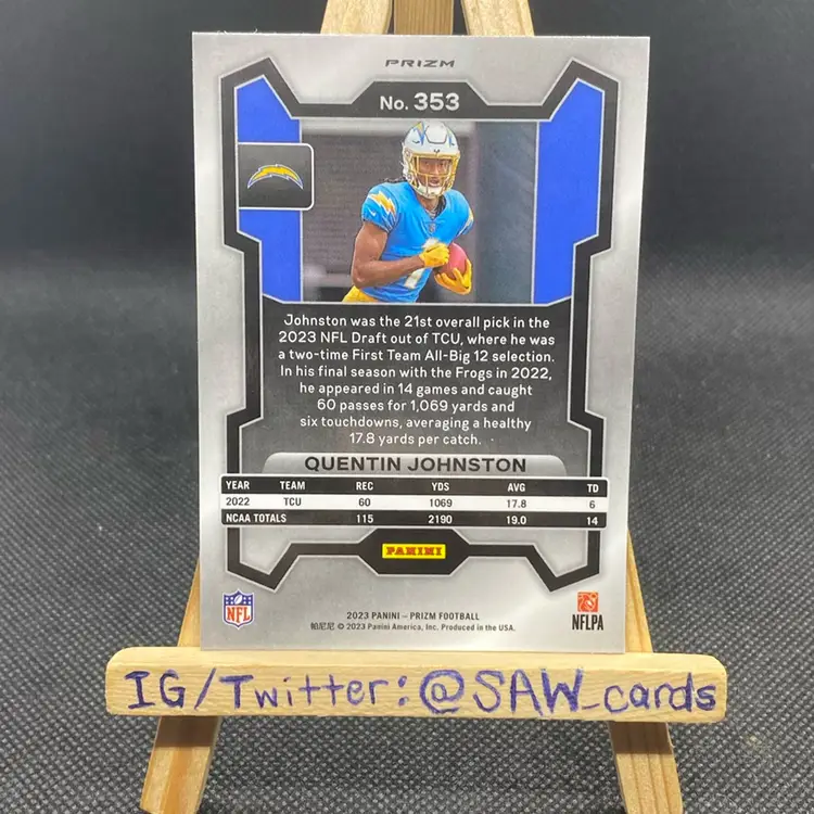 Quentin Johnston 2023 Prizm Orange Ice Los Angeles Chargers