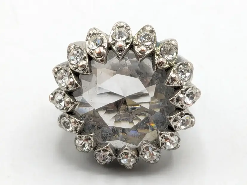 Crystal Rhinestone Fashion Stretch Ring Silver Tone