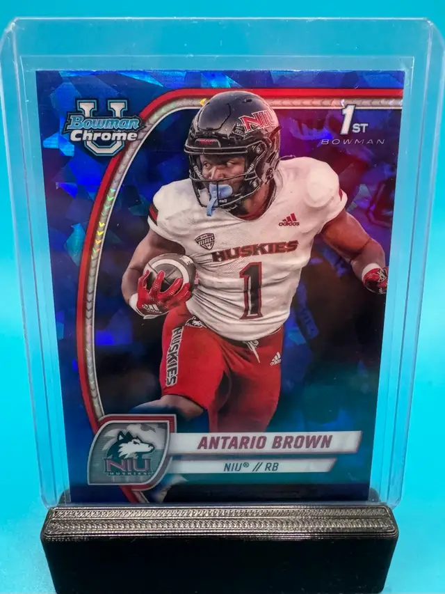 Antario Brown 1st Bowman Chrome U Sapphire NIU Huskies