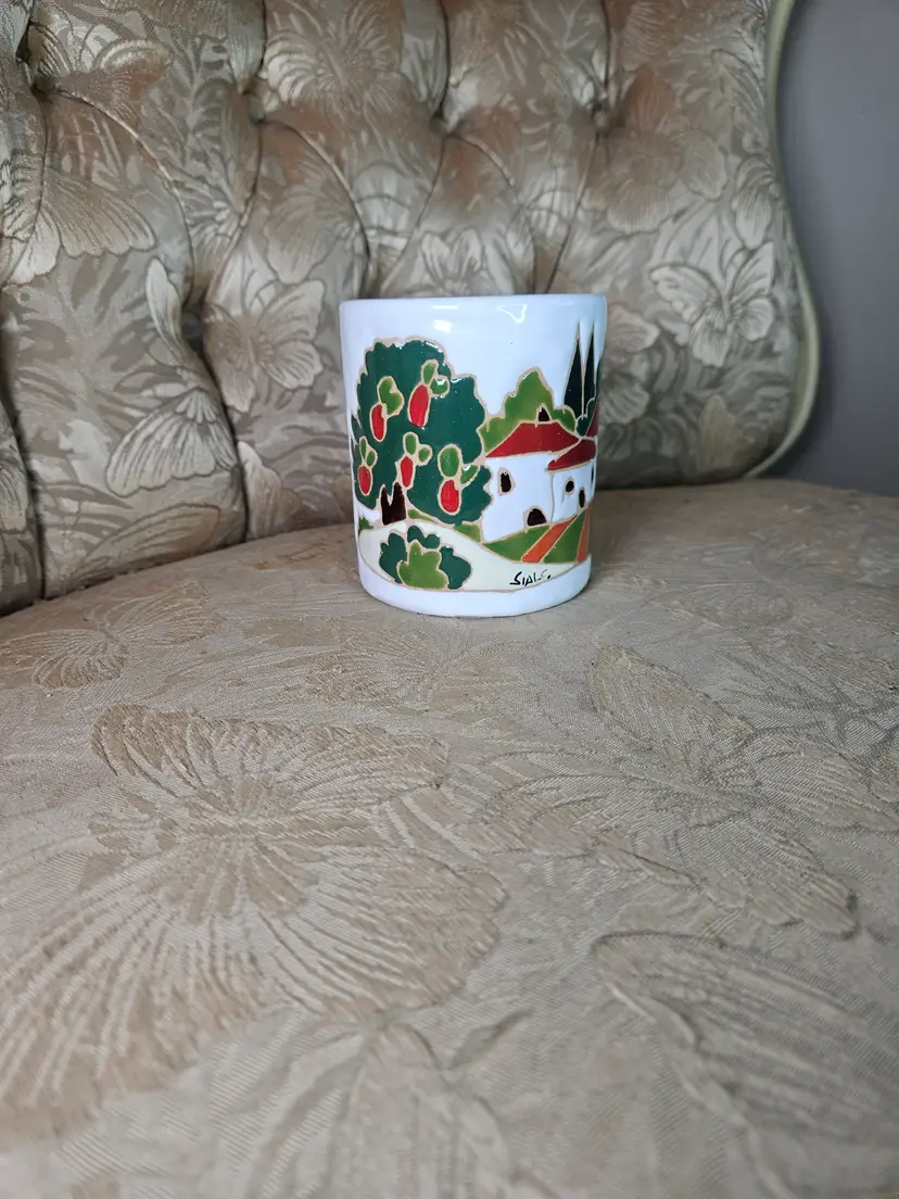 Leoncini Italian Pottery Coffee Mug Hand Made San Gimignano Italy Tuscan Villa