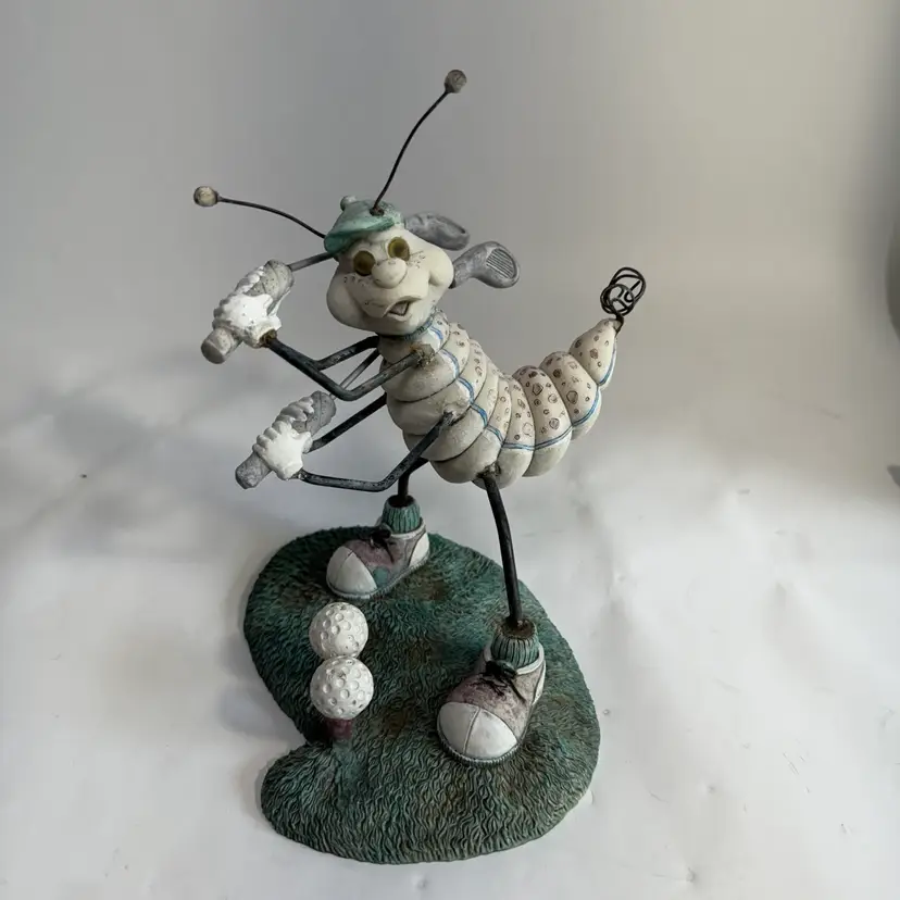 Design Impressions Golfing Caterpillar Man Bug Figurine 7.25” Tall