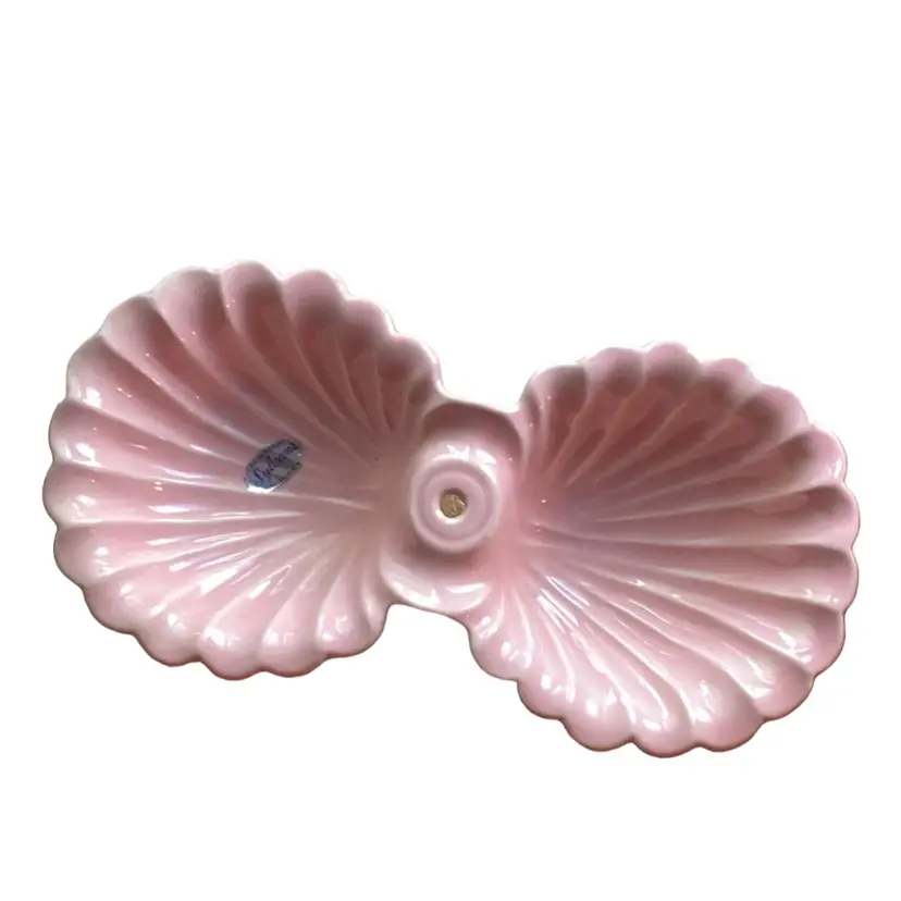 Sylvan’s Pasadena California Pink Open Clamshell Ceramic Divided Dish