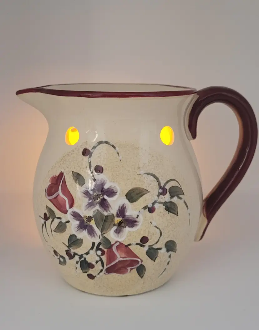 Ceramic Wax Warmer Vase With Floral Design