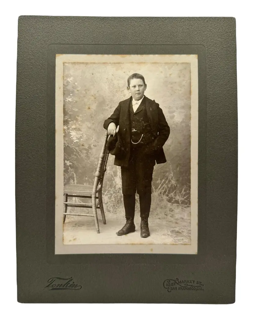 Antique Large Cabinet Card Boy Child George Age 10 San Francisco CA 8.75 x 6.75”