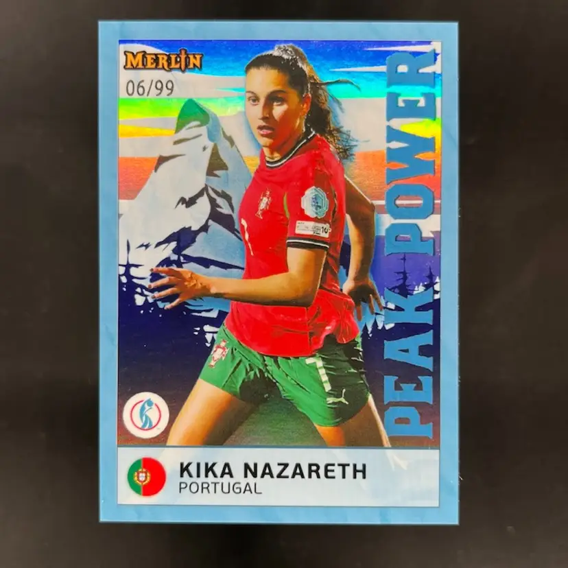 Kika Nazareth 2025 Topps Merlin WEURO Peak Power Blue /99 Soccer Card