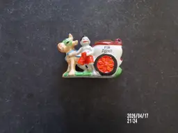 Vintage Ceramic Ashtray Figurine Boy Donkey Cart “FOR Ashes” Japan Lustreware Mid Century Collectible