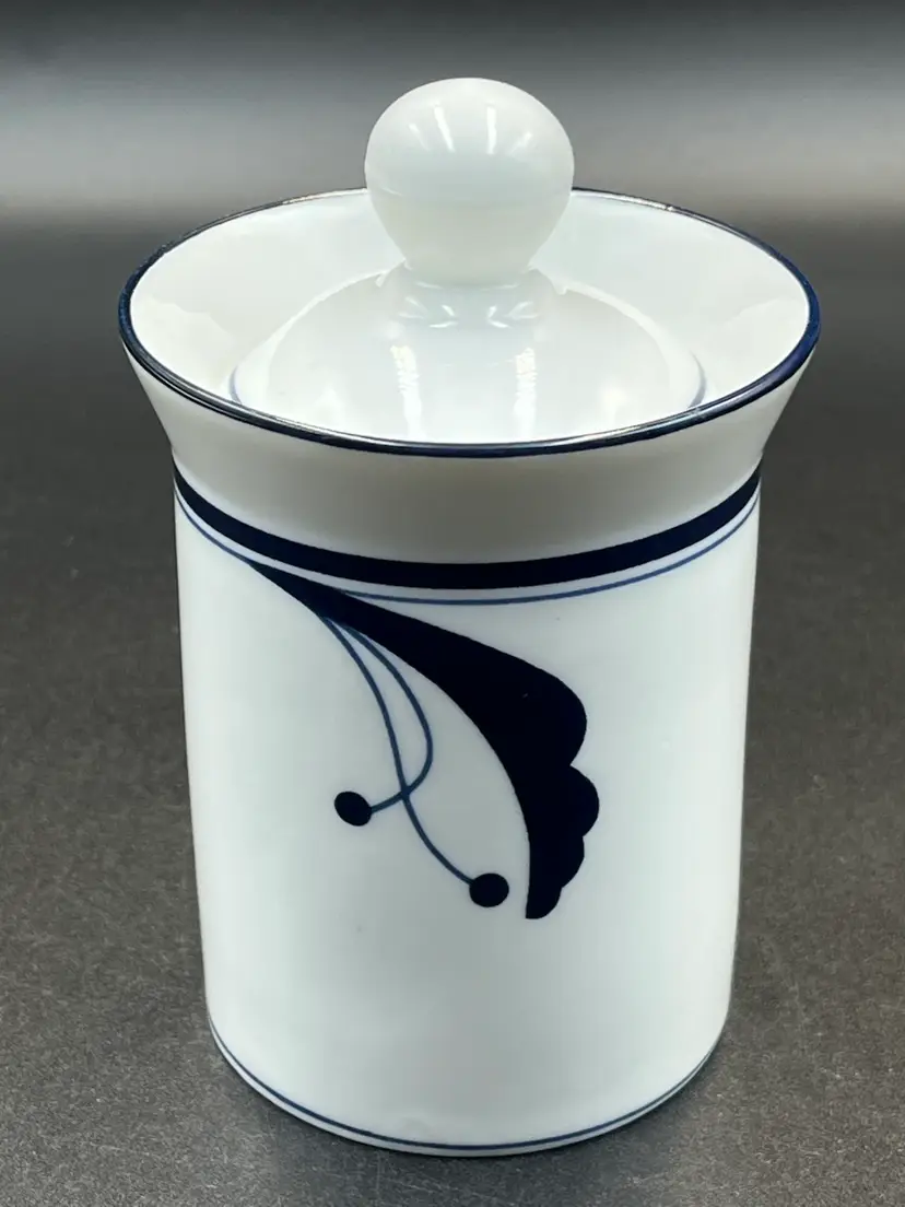 Sanskrit Flora Bayberry Blue Lidded Sugar Canister