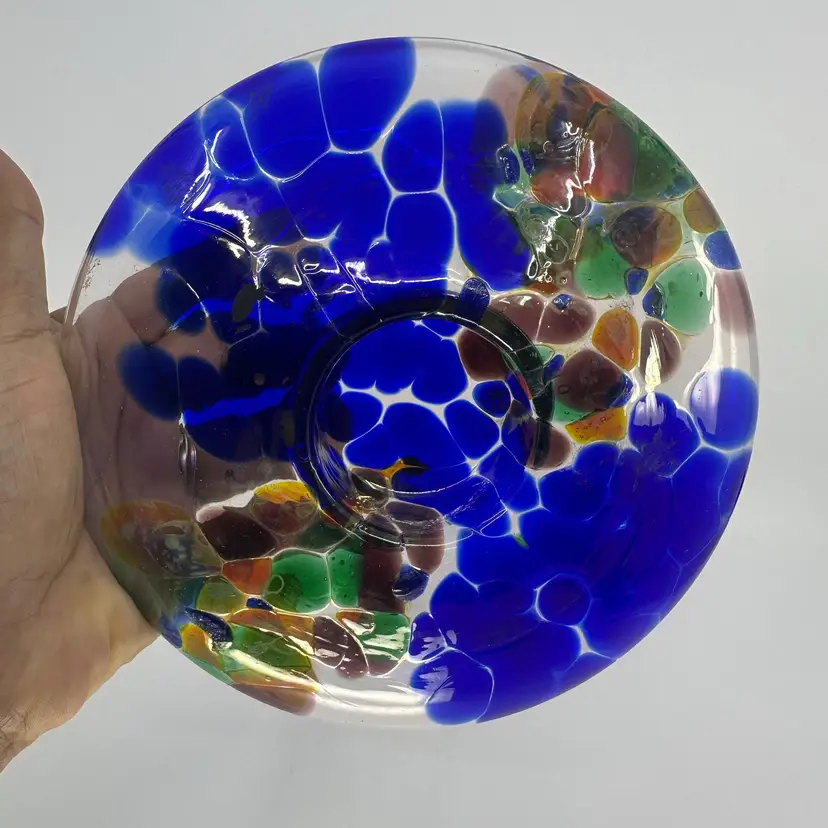 Art Glass Multi Colored Votive Holder