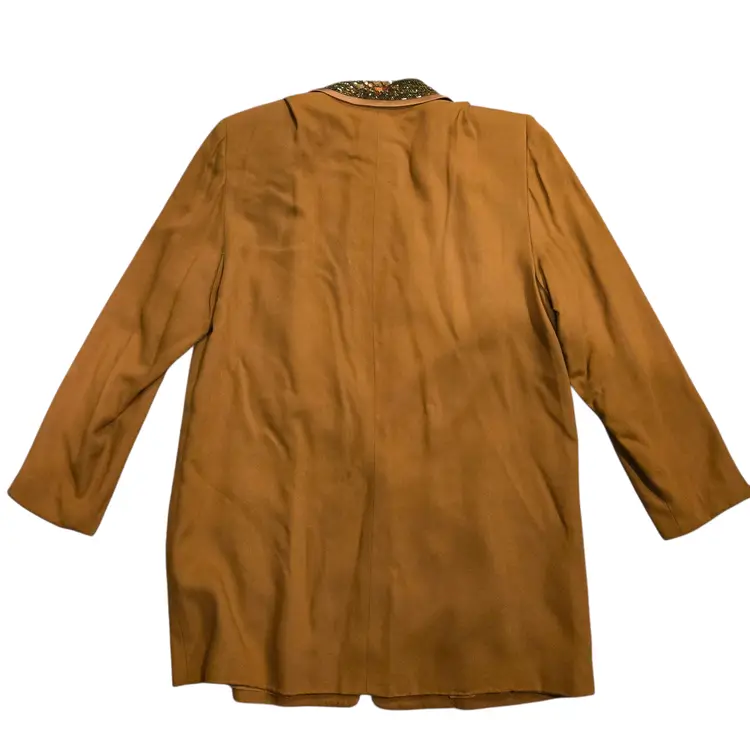 Vtg 90s IB Diffusion Carmel Blazer Jacket Womens 8 Black Sequin Beaded Lapel