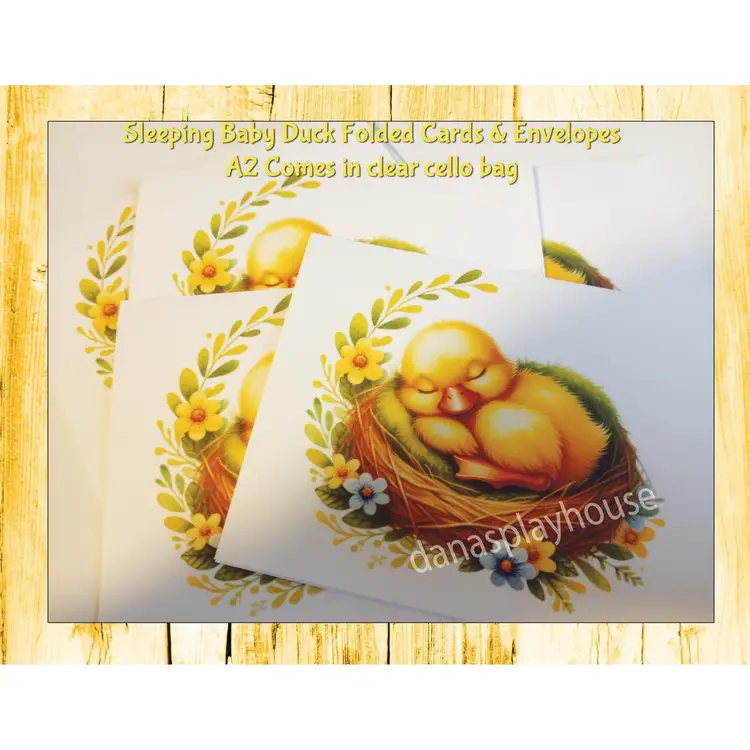 Easter Baby Duck Printed Folded A2 Cards, Notecards, Folded Cards, Easter Bunny Cards, bunnies,blank cards, bunny cards, animal cards