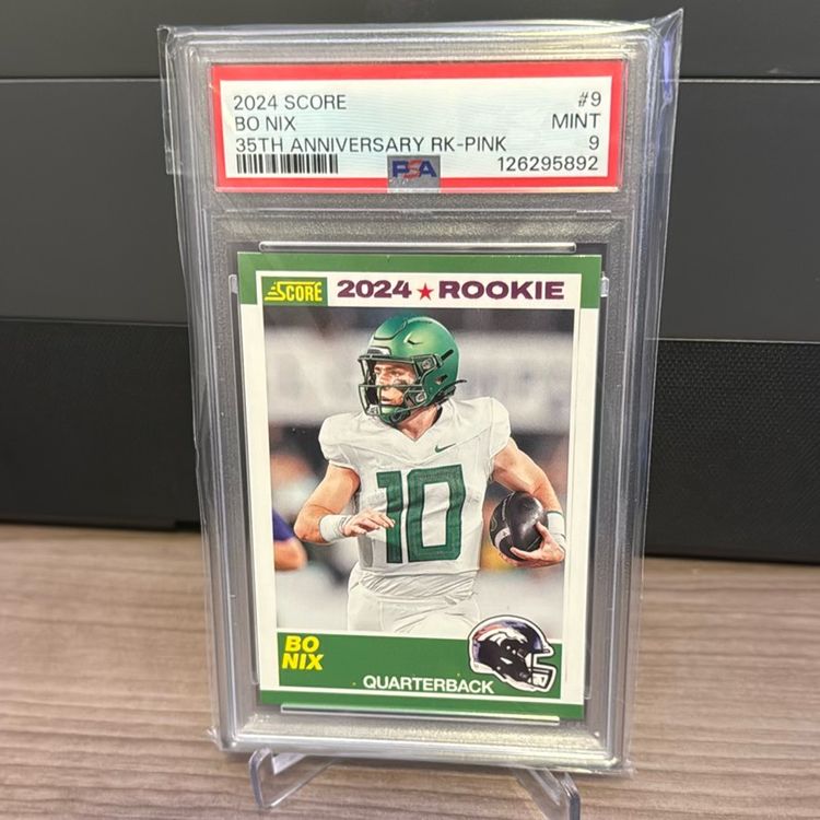 Bo Nix 2024 Score 35th Anniversary Pink PSA 9