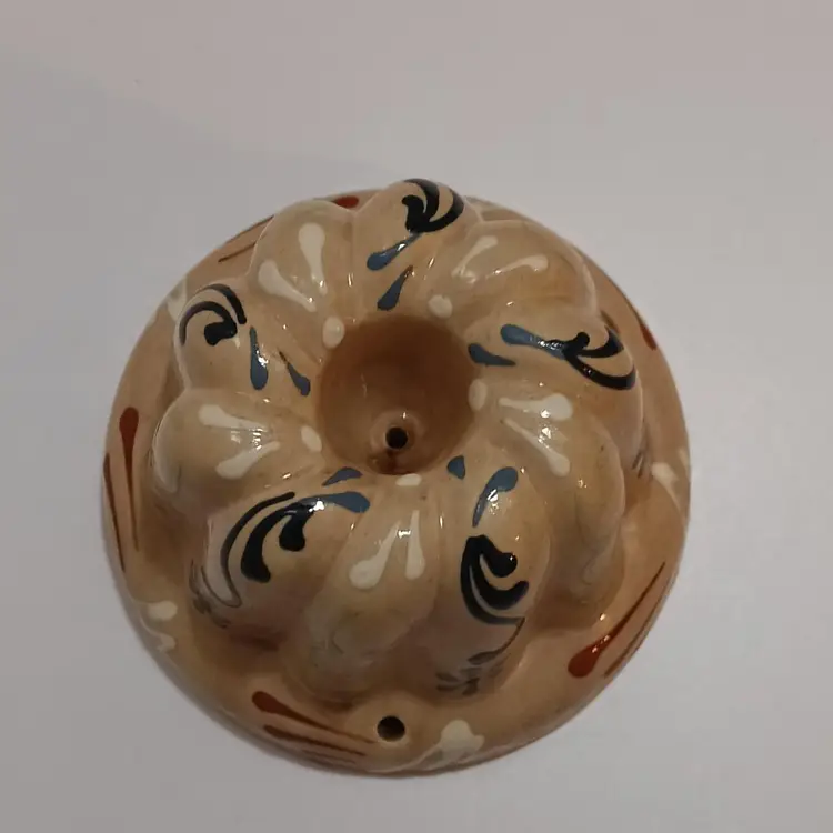 Antique Pudding/Cake Mold; Beautiful Hand painted Design
