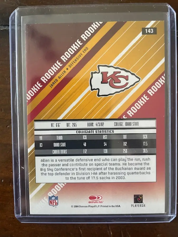 2004 Leaf Rookies & Stars Jared Allen Rookie Card