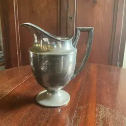 💐Pitcher:  Silver Plate T & T #423 Monogrammed “R” 9 3/4” Height, 5” Diameter