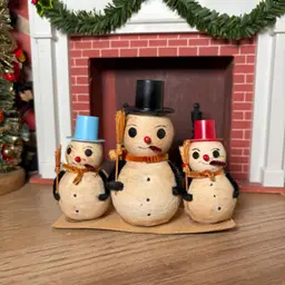 Vintage Christmas Cotton Snowman Trio