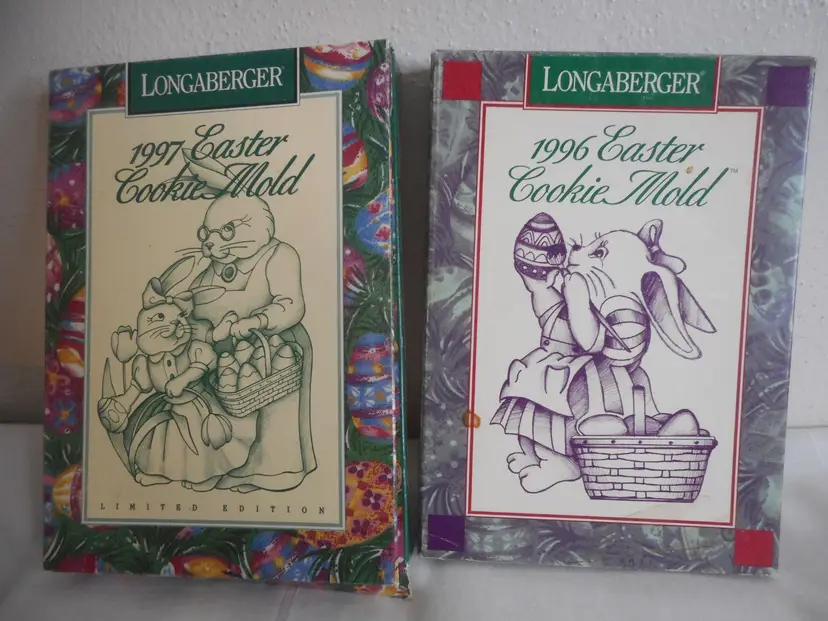 1996 & 1997 Longaberger Pottery Easter Cookie Mold Bunny Rabbit Egg