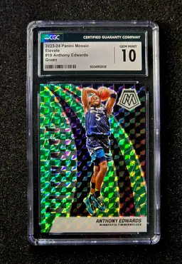2023 Panini Mosaic Elevate Anthony Edwards #19 Mosaic Green Prizm CGC 10