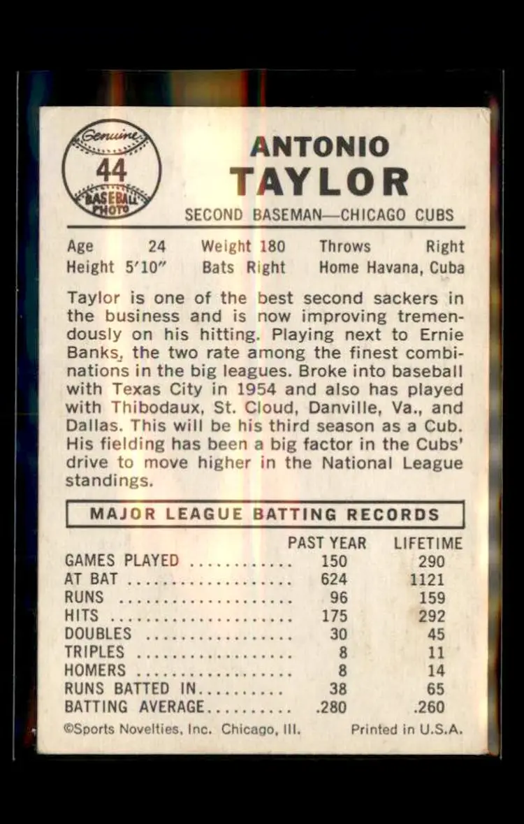 1960 Leaf #44 Tony Taylor - (pk1) - Chicago Cubs