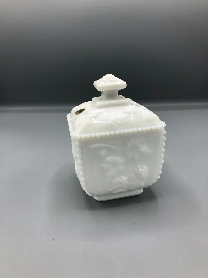 Vintage Westmoreland milk glass square candy compote