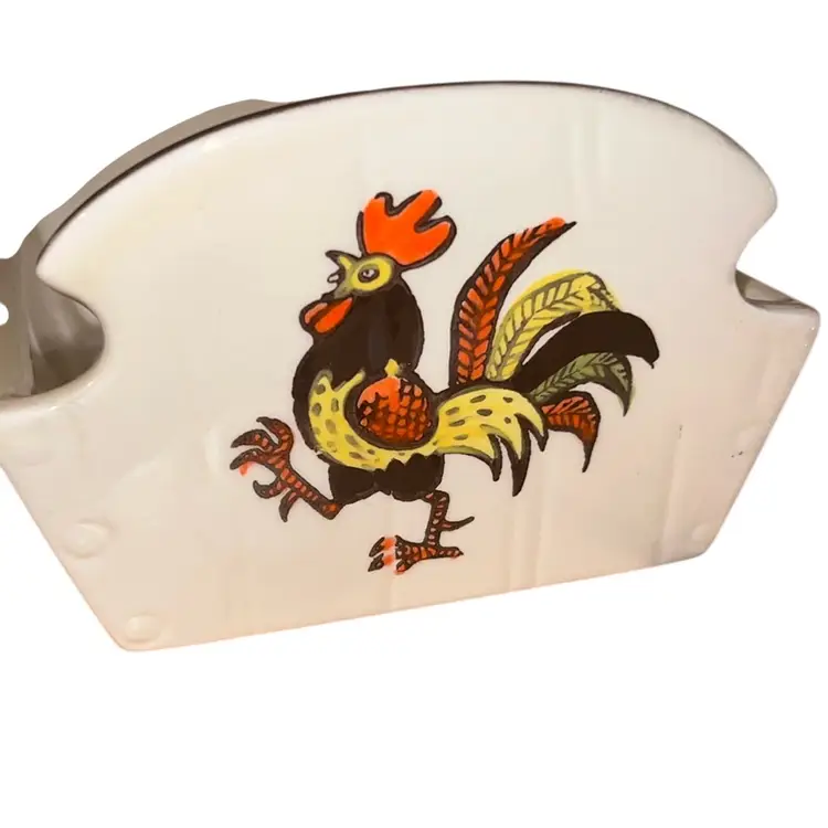 Metlox Poppytrail Rooster Bread Basket Ceramic California Pottery 9.5”