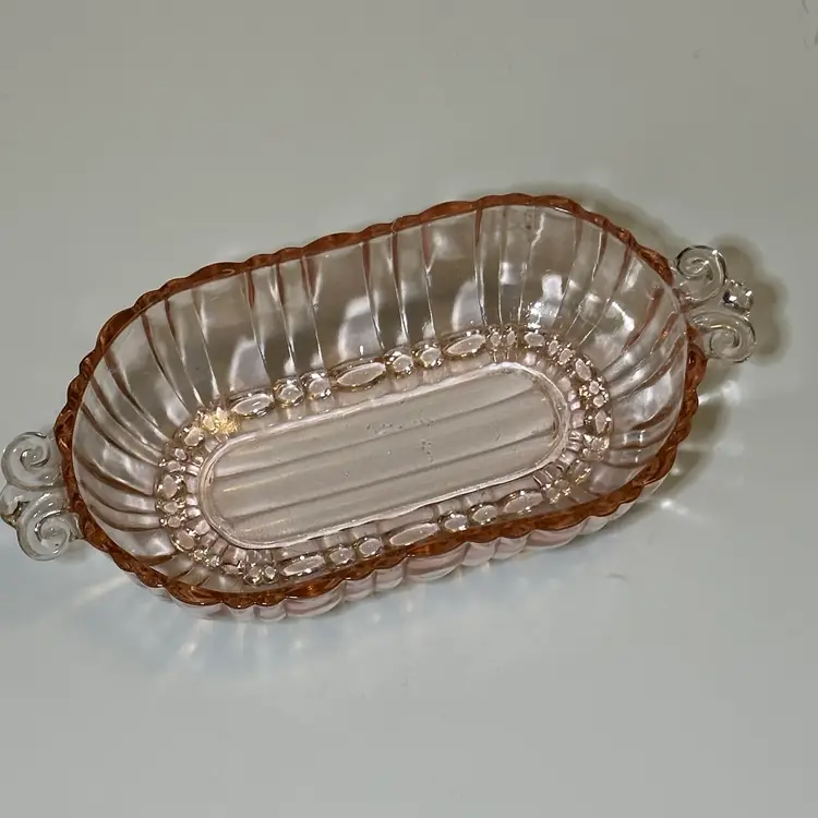 Vintage Anchor Hocking Pink Depression Oval Relish Dish
