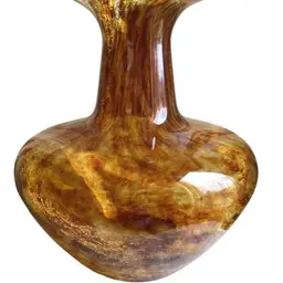 Vase Vintage 1960’s Sasaki Amber Crystal Tortoise gold Speckled