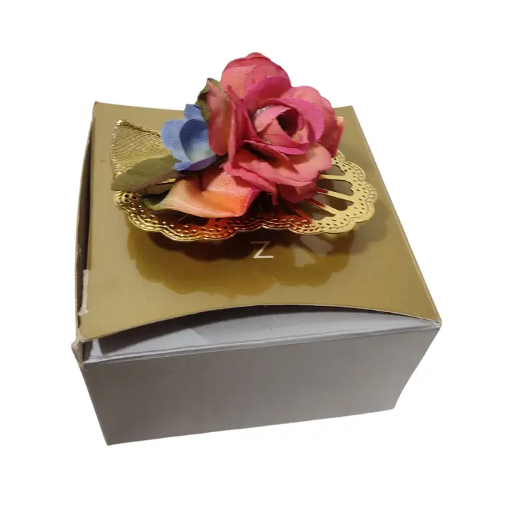 Vintage Avon Floral Corsage Brooch Gold Tone Heart in Box Romantic Victorian