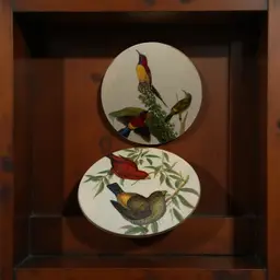Pair Of Vintage Bird Designed Hot Plates