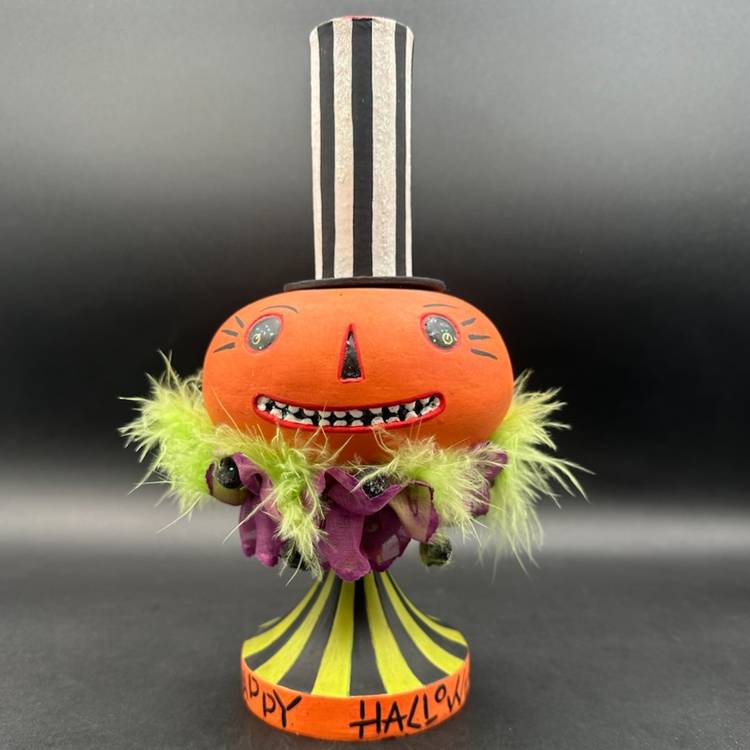 Department 56 “Trix Or Treats” Pumpkin head Jack-o-Lantern Halloween Decor 10.5”T 6”W