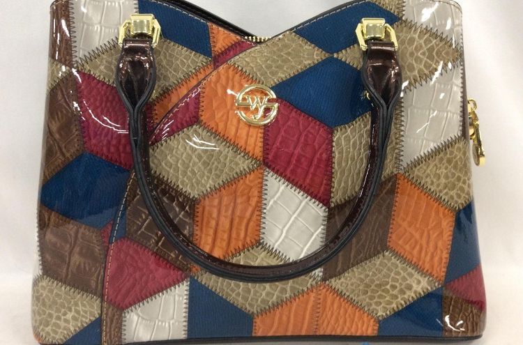 Vinyl Patchwork Look Handbag