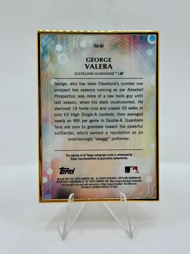 George Valera Auto /10 2022 Bowman Transcendent Cleveland Guardians