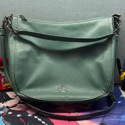 Coach Chelsea Hobo 32 Model F1780-58036 Green Polished Pebble Leather $500 New