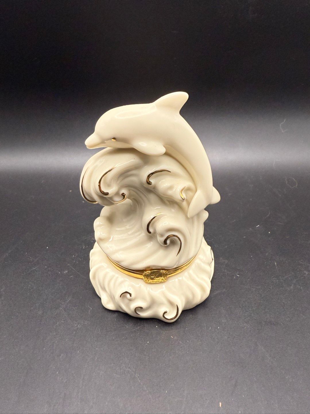 Niknax · Lenox Porcelain Dolphin Trinket Box with Gold Trinket Inside