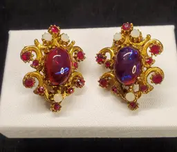 Florenza Clip Earrings Dragons Breath - Circa 1960's