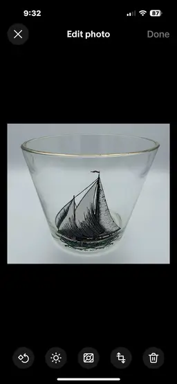 Vintage Ice Bucket Glass Nautical Ship Viking Preowned