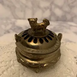 #05-Mini Brass Incense Holder Ornate W/Dog
