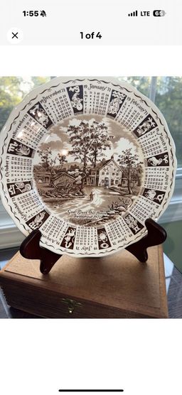 Vntg Alfred Meakin Brown Staffordshire 1971 Calander Plate Made in England