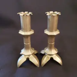 Brutalist Style Candle Holders (2) Four Footed 60's Modernist Unbranded Metal