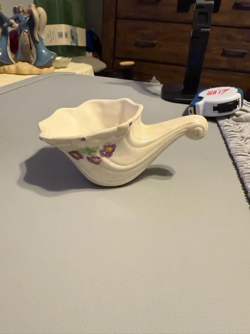 Unique Vintage Porcelain Creamer/Dish With Purple Violets