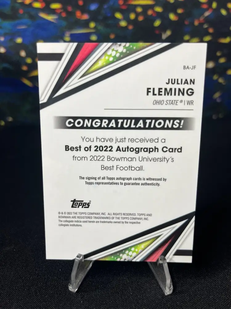 2022 Bowman's Best University Julian Fleming Auto Ohio State Buckeyes
