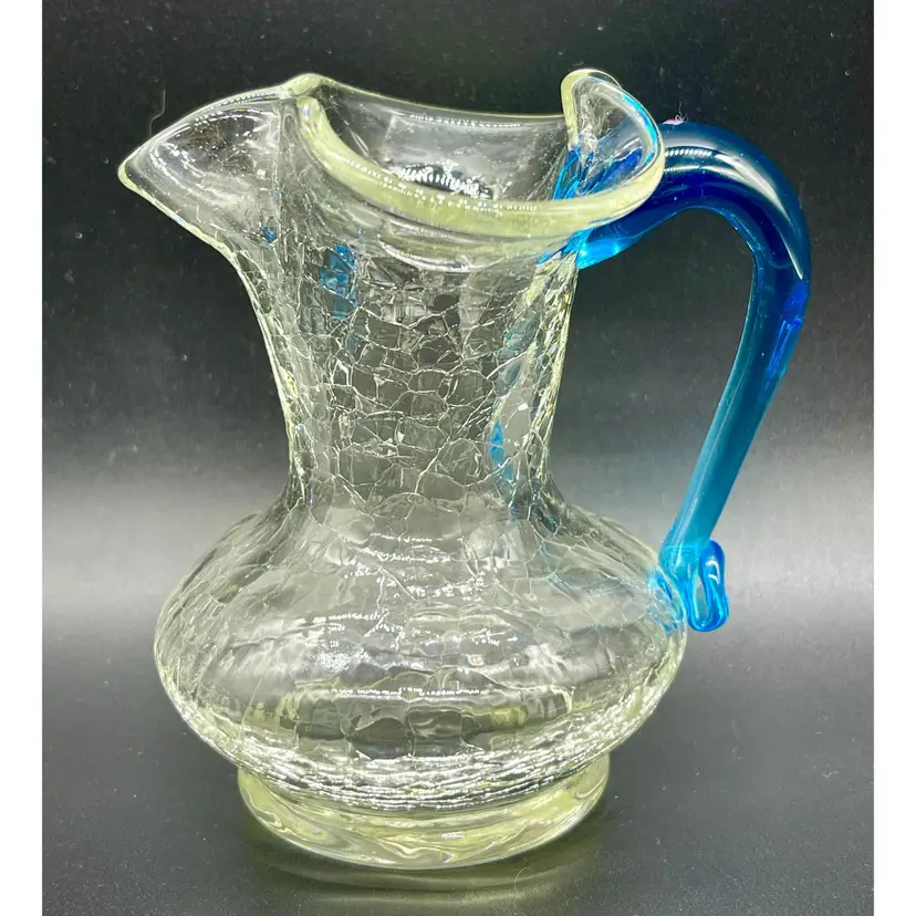 Vintage mini handblown crackle glass pitcher.